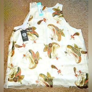 Sleeveless Blouse-Off White Paisley Print